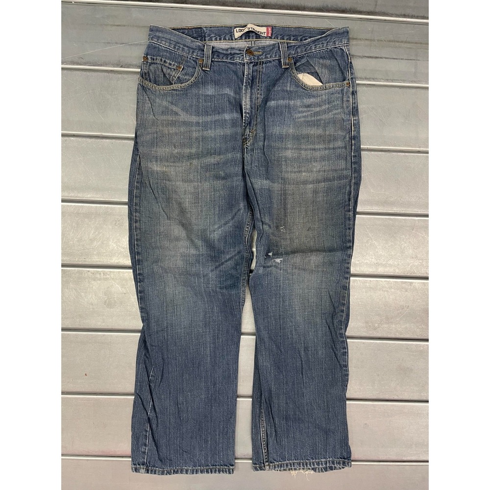 Levis 569 Jeans Mens 36X30 Blue Medium Wash Denim Loose Straight 100% Cotton